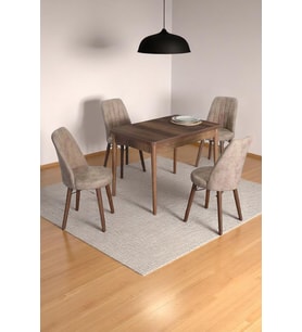 4 Kişilik Sabit Masa Sandalye Takımı 70x110 Cm Mutfak Masası Takımı Yemek Masası Masa Takımı