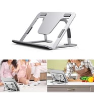 Plentiful Ayarlanabilir Katlanabilir iPad Stand 14inç  Metal Masaüstü Telefon Tablet Standı (Gümüş)