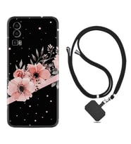 General Mobile Gm 23 Kılıf Resimli Boyun Askılı İpli Desenli Silikon Siyah Şerit Mermer 1298
