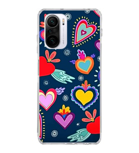 PrintiFy Xiaomi Redmi K40 ile Uyumlu 1mm Slim Fit Retro Renkler 3 Baskılı Şeffaf  Kılıf