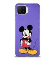 Oppo A73 Soft Premier Kapak Mickey Mouse-E Tasarımlı Silikon Kılıf - Mor (Şeffaf)