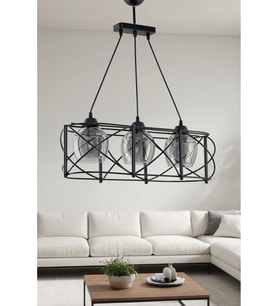 ÜÇLÜ CURVA SIRALI METAL AVİZE FÜME RENGİ CAMLI