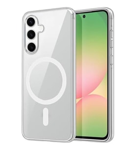Coverzone Samsung Galaxy A15 ile uyumlu ?effaf K?l?f MagSafe Uyumlu G��l� M?knat?sl? Wireless ?arj Destekli Crystal Clear ?nce Sert Arka Kapak Kamera Lens Korumal? Darbe Emici K?l?f