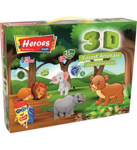 HEROES 3D ORMAN HAYVANLARI 6 RENKLİ OYUN HAMURU ERN-571