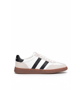 Lufian 111230322 Mike Erkek Hakiki Deri Klasik Sneaker Beyaz - Siyah