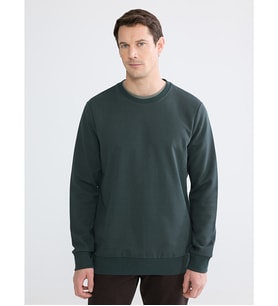 LCWAIKIKI Classic Haki Bisiklet Yaka Erkek Sweatshirt