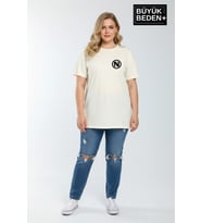 Kadın Büyük Beden N Baskılı 3xl-6xl Bisiklet Yaka Tshırt SPR26BTSK510-19