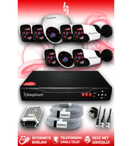 BAYICAM 8 Kameralı Panda 2 İç Kamera Set HDD'siz Full HD Gece Görüşlü Güvenlik Kamerası Sistemi