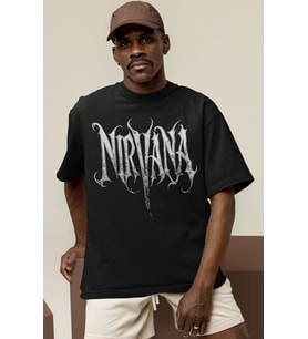 Tasarım Nirvana Yazılı Rock Metal Müzik Grubu Baskılı Unisex Oversize Tişört