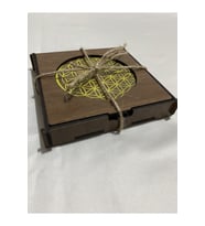 UNT Kutsal Geometri (yaşam Çiçeği - Sri Yantra - Torus - Metatron) 4'lü Set Ahşap Bardak Altlığı