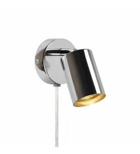 Rsylight Metal Mafsallı Krom Spot Armatür Aplik Kablolu Fişli Beyaz Led Ampullü
