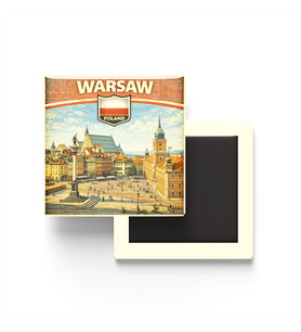 Retro Polonya Varşova Şehri Temalı Vintage Buzdolap Magneti – 9x9 cm