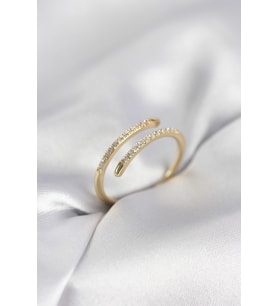 Gold Renk Yılan Kuyruk Model Zirkon Taşlı Kadın Yüzük TJ-BYK4028