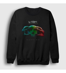 Presmono Unisex Siyah Battles In Flames Sweatshirt 83541tt