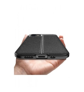 Apple iPhone XS Max Deri Görünümlü Silikon Siyah