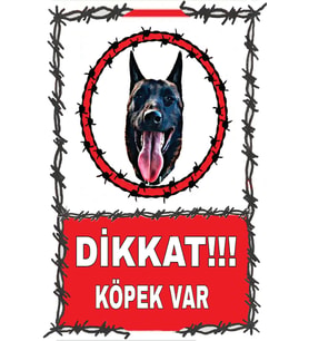 Retro Vintage Dikkat Köpek Var Ahşap Poster Tablo 20 x 30 cm (Çok Renkli)