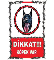Retro Vintage Dikkat Köpek Var Ahşap Poster Tablo 20 x 30 cm (Çok Renkli)