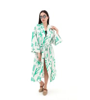 Baskılı Keten Kimono - Yeşil