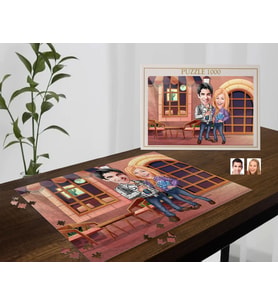 BK Gift Kişiye Özel Sevgililer Karikatürlü 1000 Parça Profesyonel Puzzle-18