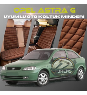 Opel Astra G Kahverengi Renk Tay Tüyü Cepli & Terletmez Sırtlı Oto Koltuk Minder Seti - Koltuk Koruma Kılıfı (ÖN & ARKA TAM SET)