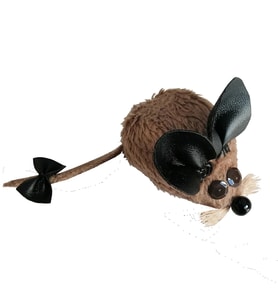 Kedi Oyuncağı Bıyıklı Peluş Fare 4,5 x 6-15 cm Taba