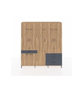 Hyperion Dolap 11 Raflı 4 Çekmeceli 2 Askılı 220x44x243 Çam-Çam/Antrasit