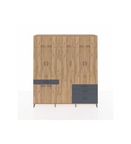 Hyperion Dolap 11 Raflı 4 Çekmeceli 2 Askılı 220x44x243 Çam-Çam/Antrasit