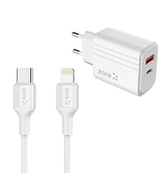 Zore Play Serisi PL08 Type-C to Lightning 2in1 PD Seyahat Şarj Aleti 20W (Beyaz)