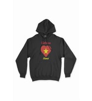 Hanoi Vietnam Bayraklı Kalpli Siyah Sweatshirt Hoodie