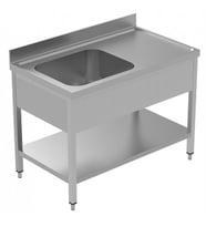 Electrolux Professional Tek Evyeli Tezgah, Evyesi 600x500 Mm, Damlalığı Sağda, Taban Raflı - 1200 Mm, Plus LSGLG1216D