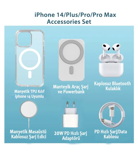 Apple iphone Uyumlu Seyahat Hediye Seti 6'sı 1 Arada Powerbank