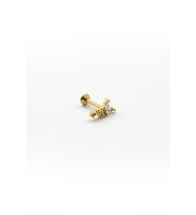 Işıltılı Kelebek Tasarım Tragus Piercing – Gold Renk, Anti Alerjik Çelik Bar