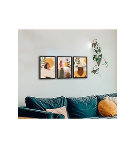 Boho Women Çerçeve Görünümlü Mdf Tablo Seti 3^lü Tr1018 (Çok Renkli)