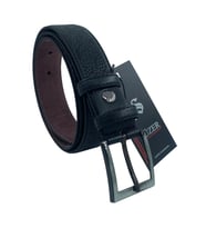 Siyah Çocuk Boy Suni Deri Damar Desenli Model 3 cm.lik Klasik Kemer - G63-23TM