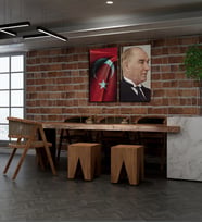 Kişiye Özel Türk Bayrağı Ve Mustafa Kemal Atatürk Tasarımlı Kanvas Tablo İkili Set 30x50 cm Yeni İş Hediyesi