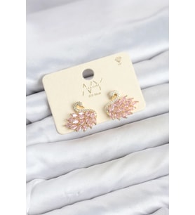 Pembe Zirkon Taşlı Gold Swan Kuğu Model Kadın Küpe