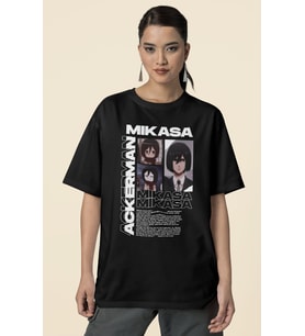 Mikasa Ackerman Baskılı Unisex Oversize Attack On Titan Anime Dizi Karakter Tişört