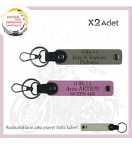 Motorcu Yolculara Özel, İsim Plaka ve 0 Rh (-) Kan Grubu Yazılı x2 Anahtarlık, Kül Gri-Pembe-SK (Çok Renkli)
