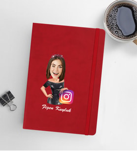 Kişiye Özel Kadın Model 13x21 Kırmızı Defter-50