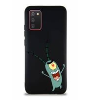 Samsung Galaxy A02S Soft Premier Kapak Plankton Tasarımlı Silikon Kılıf - Siyah (Şeffaf)