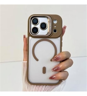 Coverzone iPhone 17 Air uyumlu Kamera Lens Aparatl? Stand Olabilen Magsafe ile uyumlu Kamera Korumal? ?effaf Full Color Magnetic Wireless Telefon K?l?f? Kahverengi