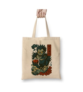 Death Note Ryuk Beyaz Bez Çanta Uzun Saplı Alışveriş Çantası Plaj Çantası