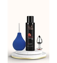 Kayganlaştırıcı Jel Strawberry 150 ml &  Temizleme Pompası & Metal Taşlı Plug (Kırmızı)
