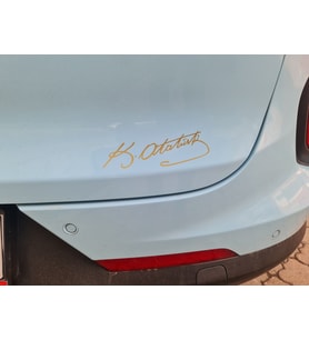 13Cm Gazi Mustafa Kemal Atatürk Imza Sticker Araba Oto Motosiklet Kask Leptop Gold Renk (Gold 2)