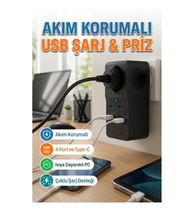 Winnboss Akım Korumalı Priz 4 USB Portlu Termal Koruma PC Gövde