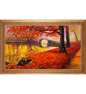 Çerçeveli Paspartulu Manzara Tablo bm1402 (Gold)