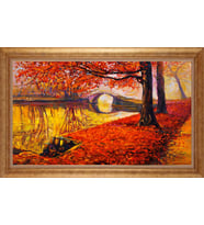 Çerçeveli Paspartulu Manzara Tablo bm1402 (Gold)