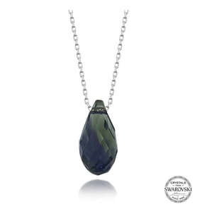 Swarovski Crystal Taşlı Drop Kesim Gümüş Kadın Kolye
