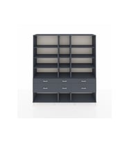 Hyperion Gardrop 12 Raflı 6 Çekmeceli  220x44x243 Antrasit-Antrasit/Antrasit