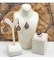 Elmas Montür Rosegold Damla Gümüş Set Takım - LVRSET08